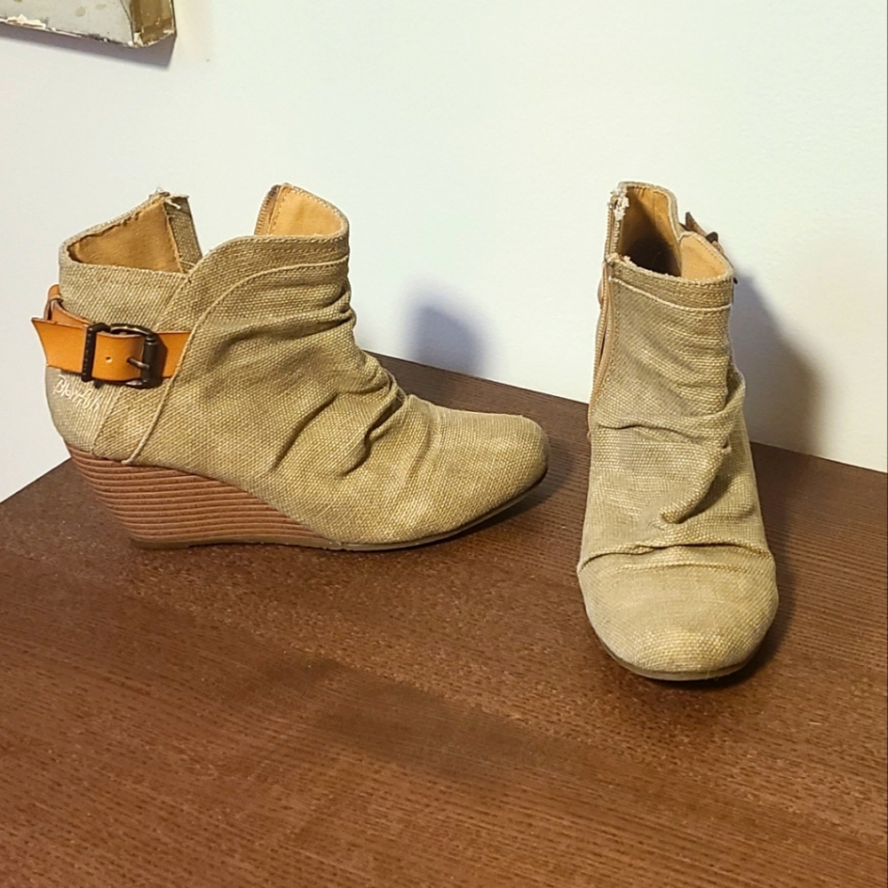 Blowfish Tan Wedge Ankle Boots